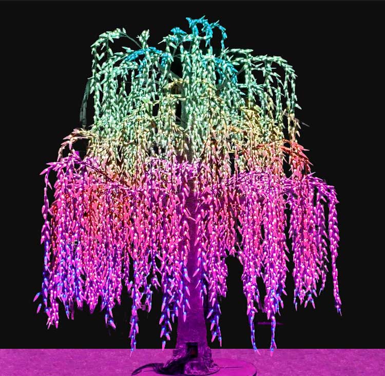 Weeping Willow Tree Lights : Custom Large Smart Pixel LED RGB Music-Sync Outdoor Decor 1 Smart Pixel LED Weeping Willow Tree Light