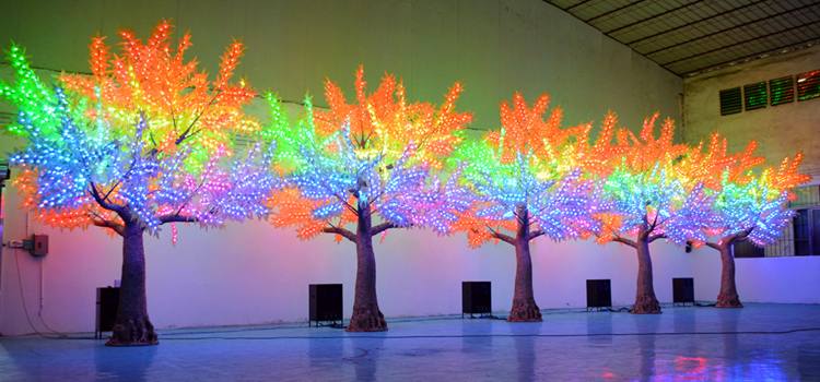 Outdoor RGB Tree Light : Custom 13ft DMX LED Maple Tree for Garden & Christmas Decoration 9 Smart RGB LED Maple Tree Lights for Garden and Christmas Displays
