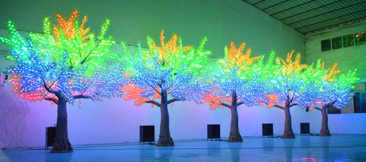 Outdoor 13ft DMX Controlled RGB LED Maple Tree Lights Customizable