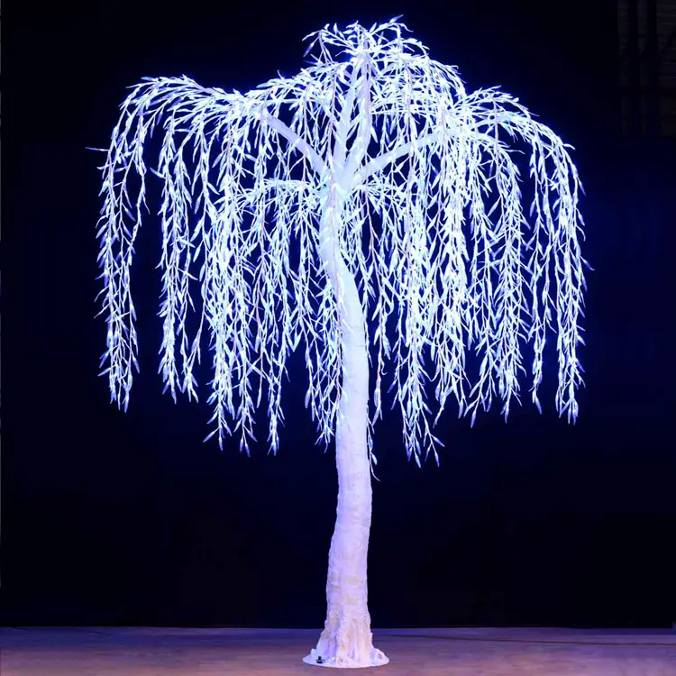 LED Light Up Willow Tree - White Weeping Willow Tree Lights Light Up Willow Tree Lights, Waterproof Artificial Willow Tree Light for Outdoor Yard Display