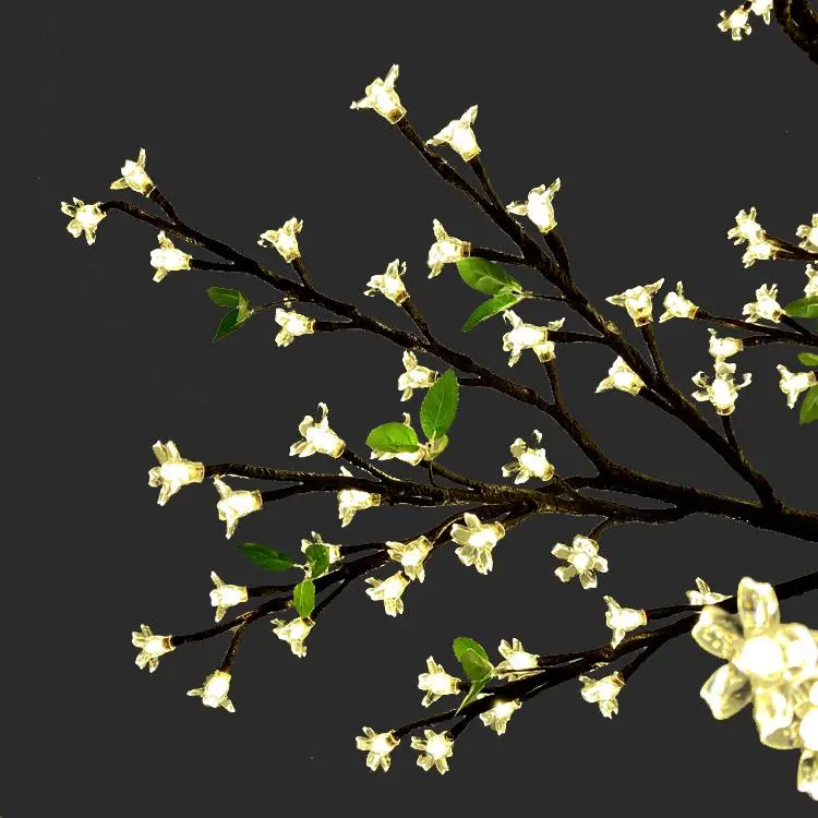 8ft Wide Cherry Blossom Light Tree with 2120 Acrylic Flowers Warm White LED IP65 Waterproof Resin Trunk Outdoor Garden Christmas Wedding Commercial Landscape Decor Tree